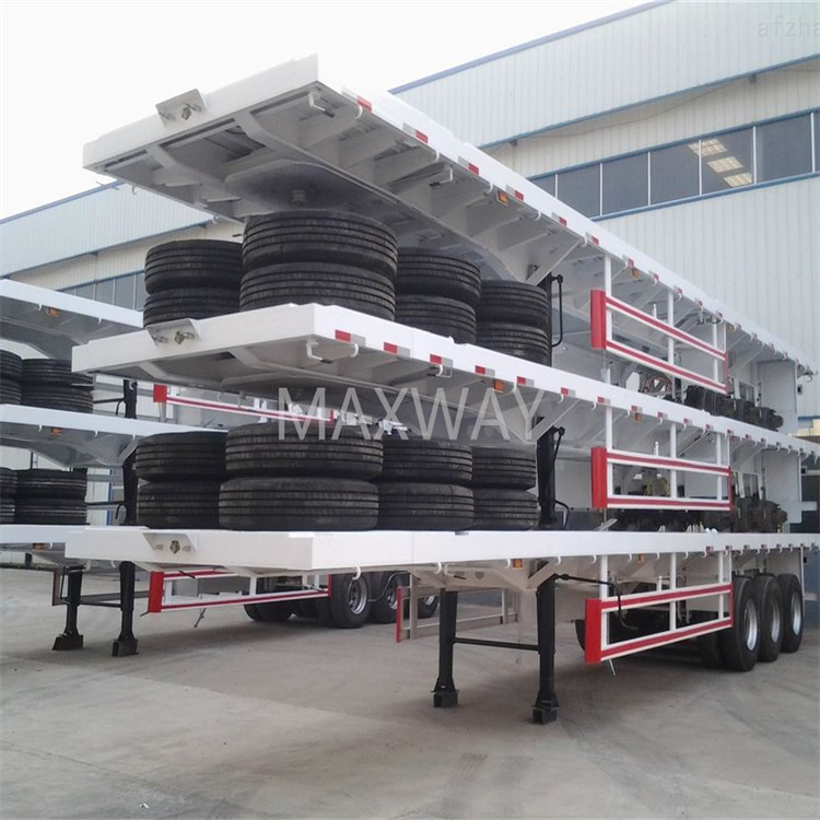 3 Axle Flatbed Platform Container Carrier Semi Trailer Truck