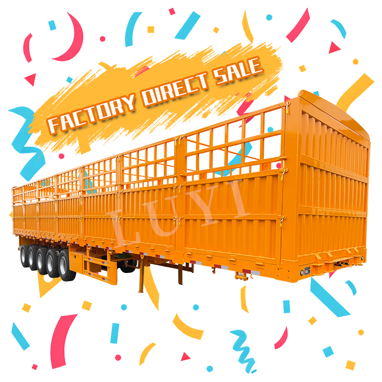 5-Axis 80 Ton Fence Ventilation Design Cargo Transportation Truck Semi Trailer Side Wall Trailer 3 Axle Fence Cargo Semi Trailer