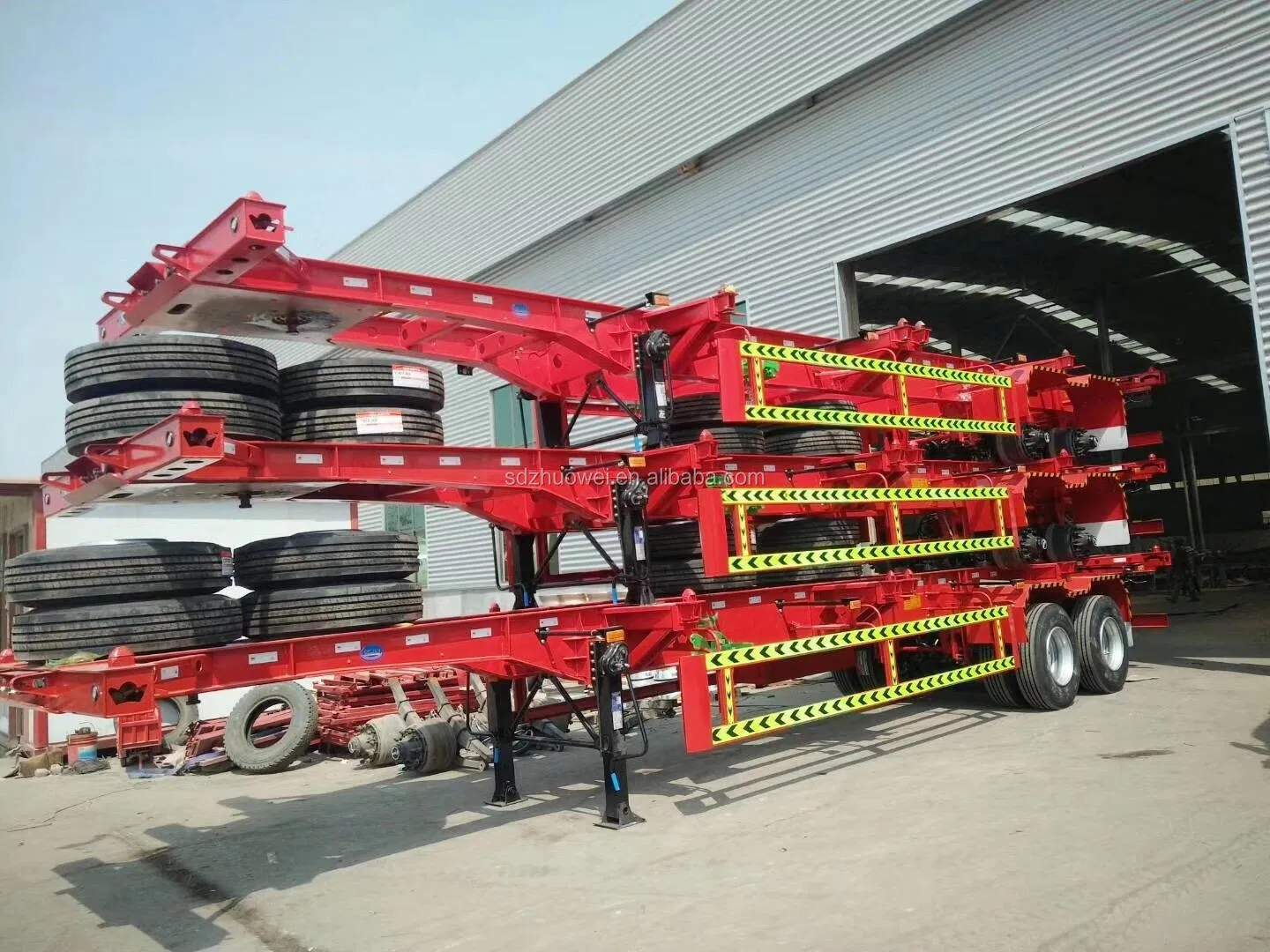 Zw Group 3 Axle 20FT 40FT Skeletal Container Chassis Skeleton Semi Trailer for Dominica