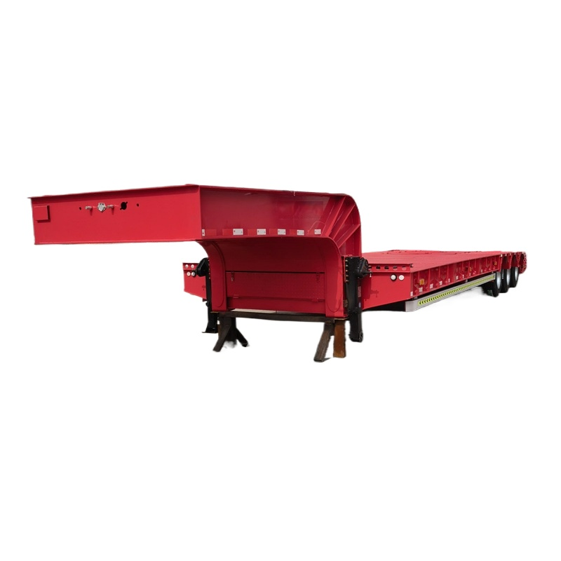 Low Bed Semi Trailer with Extendable Deck 3-Axle 120t Capacity Load 18000mm Max Length Rust-Resistant Coating