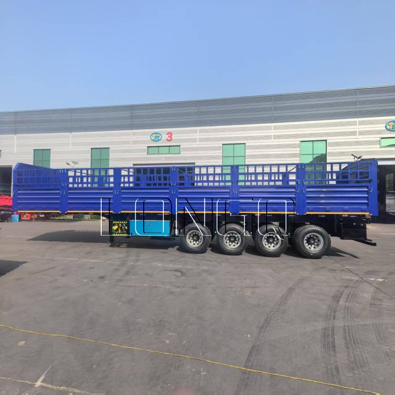 3/4 Axle 40-100tons Heavy Duty Flatbed Livestock Trailer Side Wall Semi Trailer Bulk Cargo Transport Stake Fence Truck Trailer