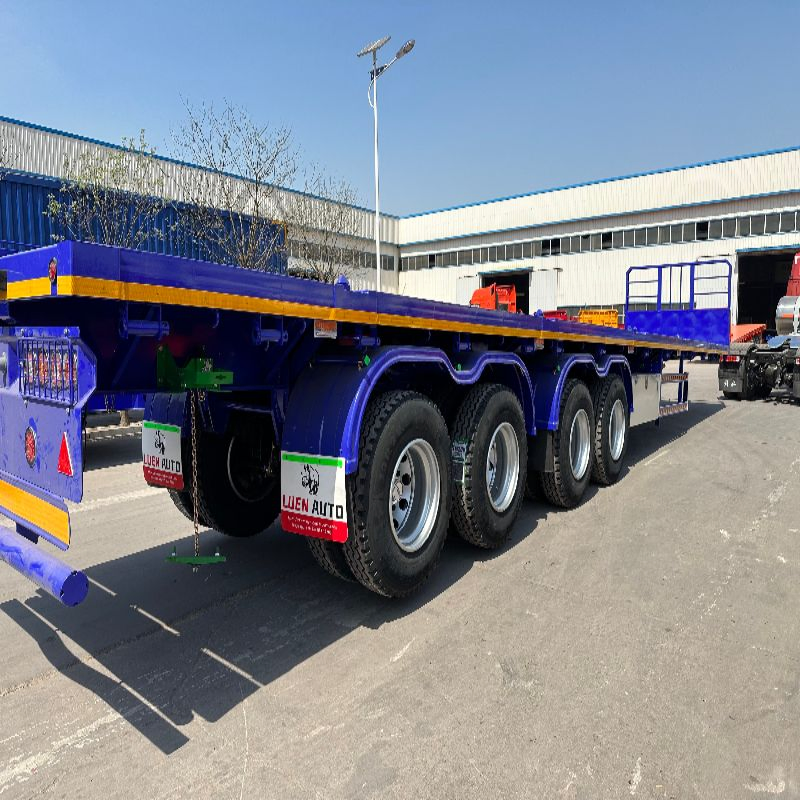 China Heavy Duty Used 2 8wheel 3 4 Axle Utility Lock Transportation Cargo 20/40/45FT Flat Bed Flatbed Shipping Container Chassis Semi Truck Box Trailer for Sale