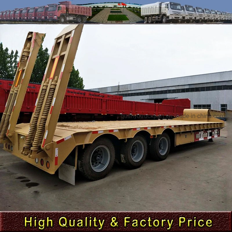 3 Axle 40t 50t 60t 100t Gooseneck Lowboy Low Bed Semi Trailer Dimensions Lowbed Truck Trailer for Sale