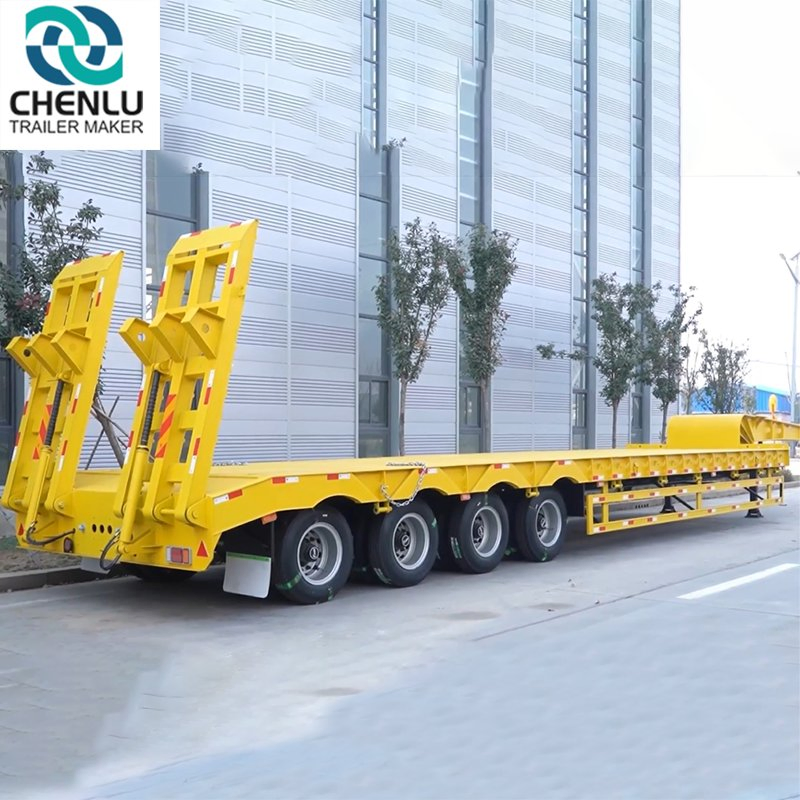Transporting Excavators, 40/50/80 Ton 3/4 Axle 40 FT 45 FT Low Bed Semi-Trailer