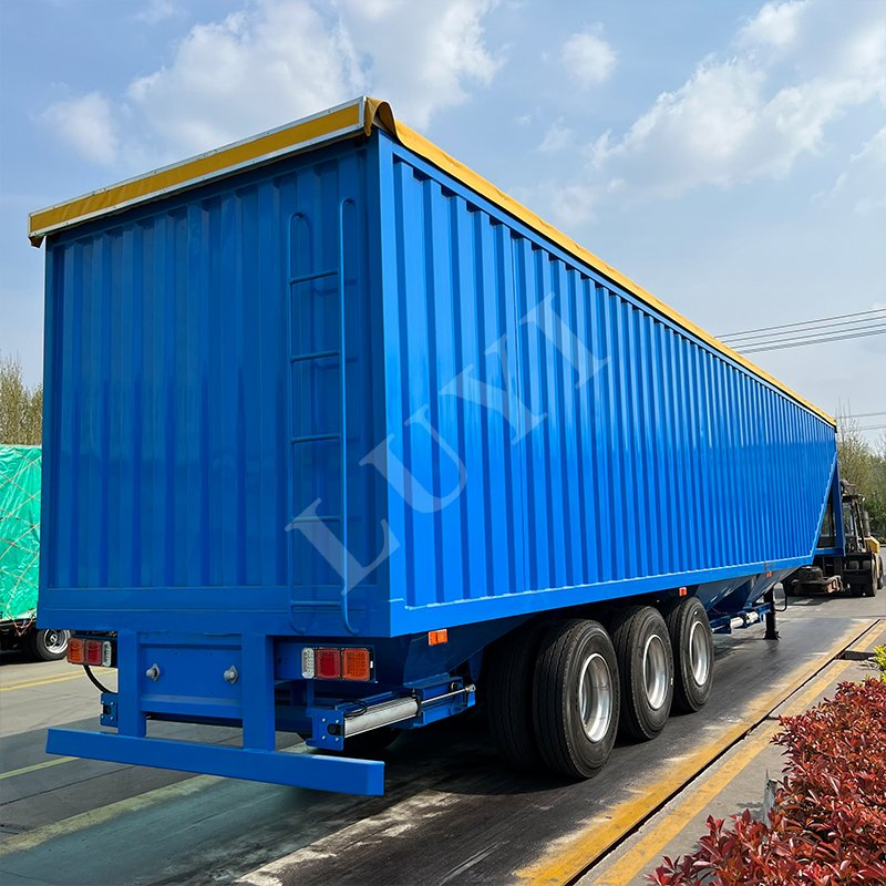 Grain Transport Special Semi-Trailer U-Shaped Car, 30-60 Tons, Custom Shaft 3 Axles Cargo Grain Beet Transport Bottom Unloading Van Trailer Box Semi Trailer