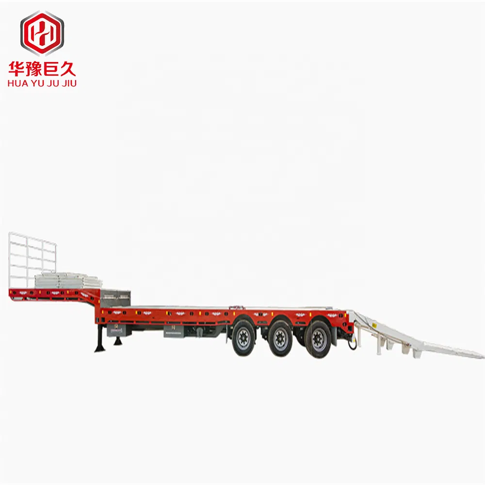 3 Axles Gooseneck Drop Deck Semi Trailer with Extendable Ladder