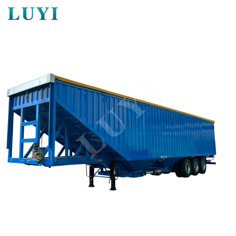Grain Transport Special Semi-Trailer U-Shaped Car, 30-60 Tons, Custom Shaft 3 Axles Cargo Grain Beet Transport Bottom Unloading Van Trailer Box Semi Trailer