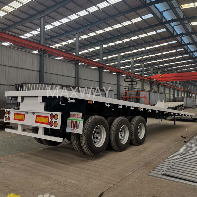 3 Axle Flatbed Platform Container Carrier Semi Trailer Truck
