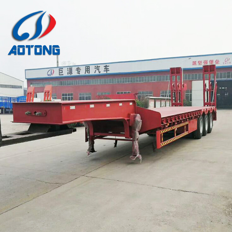 Double Axle Drop Deck Semi Trailer, 30 Ton Low Flatbed Trailer Design for Sale