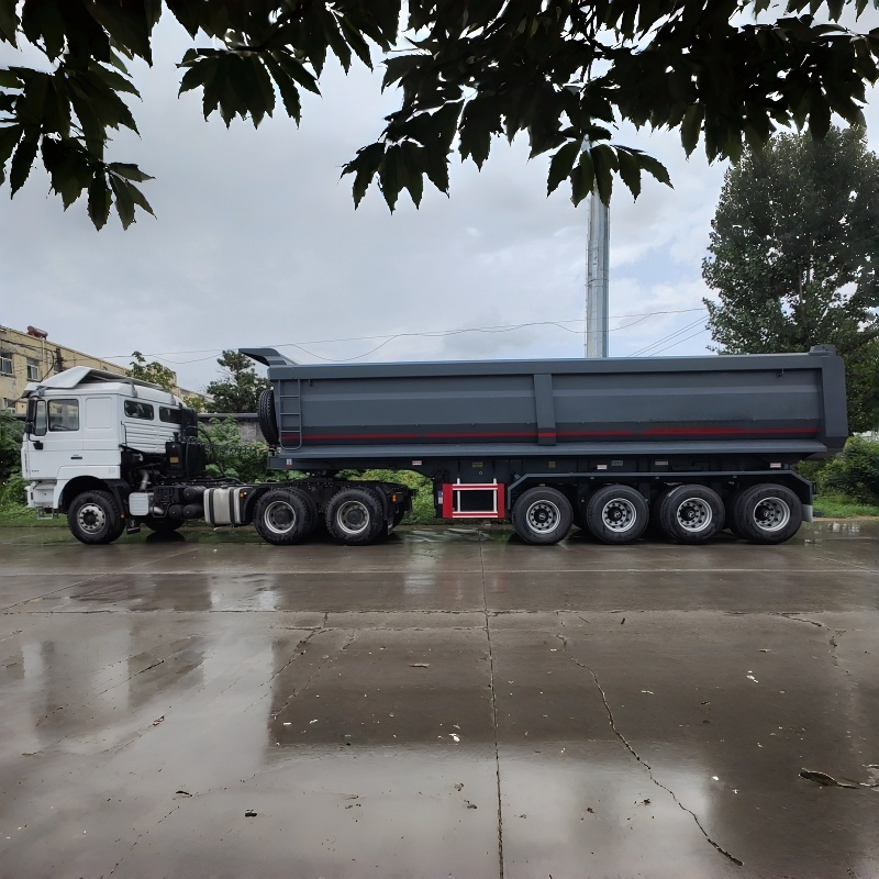 2 3 4 Axles 32 Cbm 42 Cbm Rear Dump Trailer / Rear Tripper Trailer Hydraulic Cylinder for Sand Stone Transport Fuwa BPW Axles Heavy Duty Tipper Semi Trailer