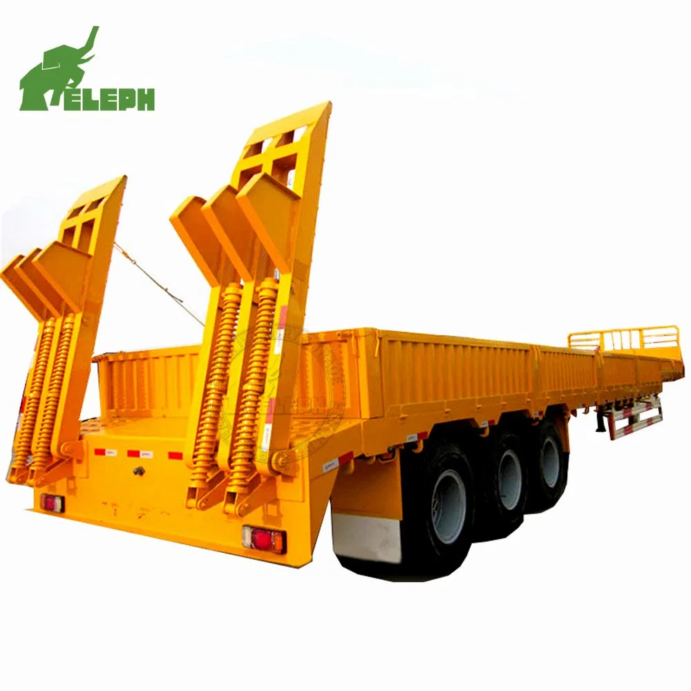 3 Axle 50t-80t Extension Low Bed Lowboy Heavy Truck Trailer Lowbed Semi Trailer with Side Wall