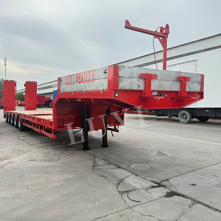 2/3/4/5 Axle Low Bed Loader Gooseneck Heavy Duty Transportation Platform Cargo 50/60/80/100/120 Lowbed Lowboy Flatbed Semi Truck Trailer for Sale