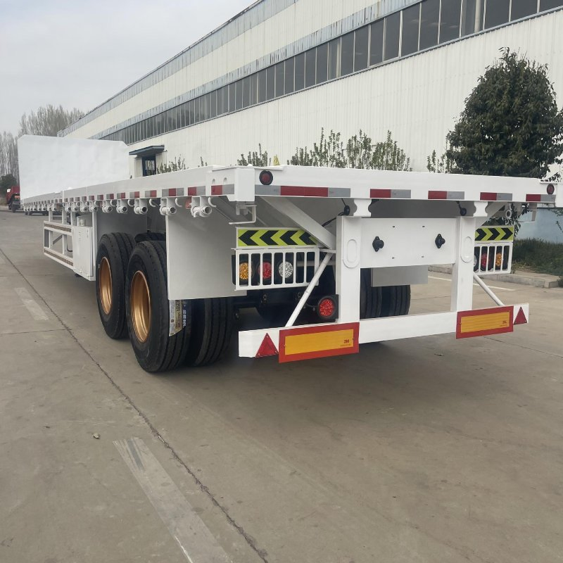 3 Axle Extendable Mechanical Suspension 20FT 40FT 45FT 60/70/80 Ton Flatbed Semi-Trailer / Container Transport Truck for Heavy Cargo &amp; Project Logistics Customi