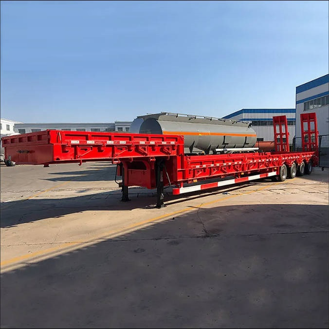 Factory Trailer Manufacture Lowboy Trailer 60 Ton, Low Boy Truck Tralier, White Semi Trailer, Gooseneck Lowbed Trailer, Container Chassis