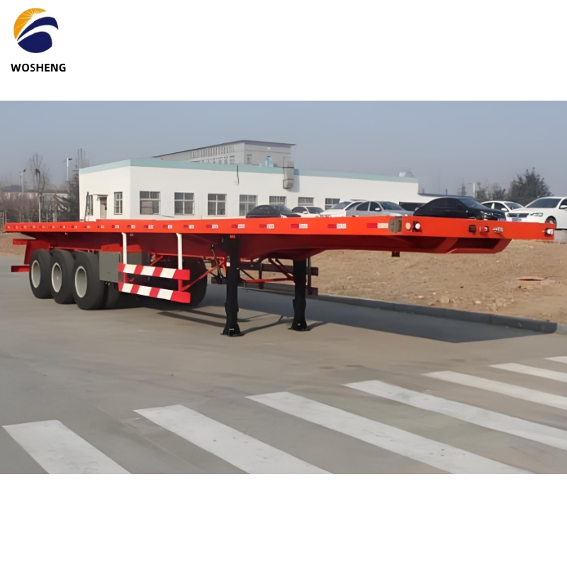 Wosheng Factory Heavy Truck 40FT Flatbed Cargo Shipping Side Loader Container Transport Skeletal Chassis Tractor Semi Truck Trailer