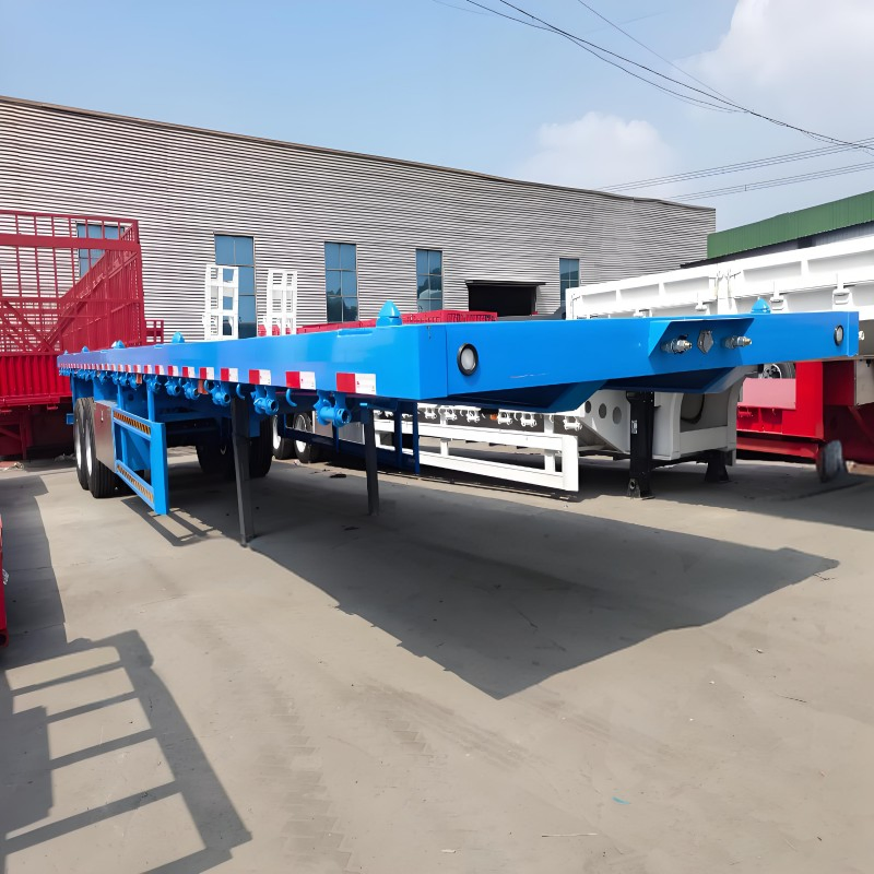 2 Axles Headboard Flatbed Timber or Log Loader Bulk Cargo Transport Semi Trailer with Side Posts