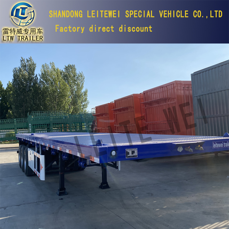 3/4axles 60 Tons 20/40 FT Container Shipping Flat Deck High Bed Platform Flatbed Truck Trailer Semi Trailer