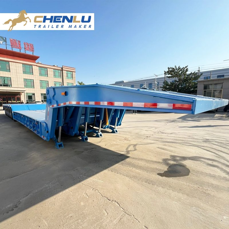 4-Axle, 5-Axle, 6-Axle Hydraulic Low-Bed Semi-Trailers 80-Ton, 100-Ton, 120-Ton, 150-Ton Low-Bed Semi-Trailers Folding Gooseneck Excavator Trailers for Sale