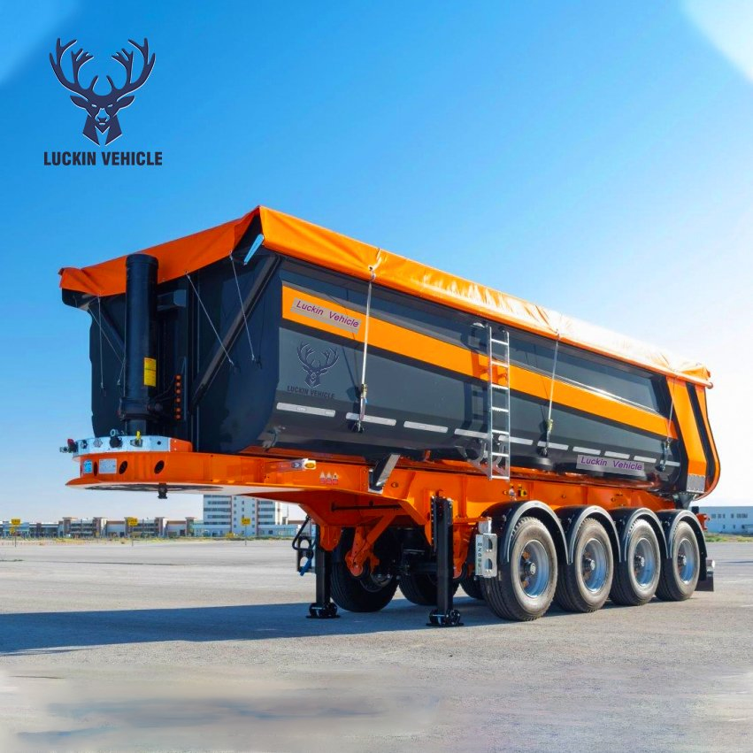 Hot Selling Mini Hydraulic 3/4/5 Axles 80 100 150 Tons Side Dump Tipping Tipper End Rear Dump Bauxite Ore Cargo Sand Stone Mining Transport Semi Trailer