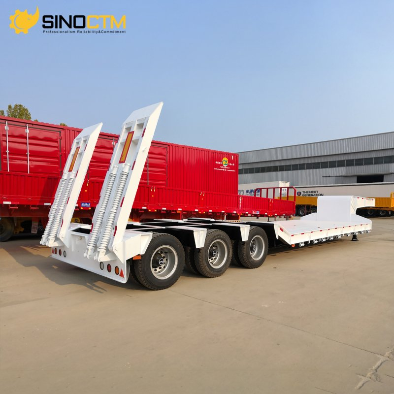 3 Axle 80 Tons Extendable Lowboy Loader Lowbed Low Bed Truck Semi Trailer for Africa