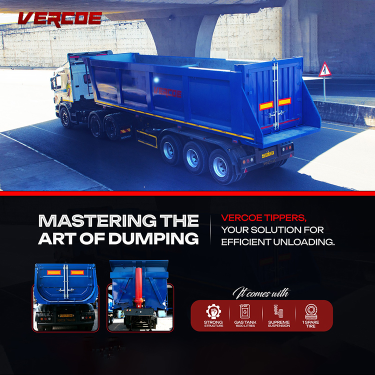 Vercoe 3 Axle Dump Tipper Heavy Truck 32cbm Stone Sand Transport U Shape Dumper Tipping Dump Semi Trailer for Sale in Africa