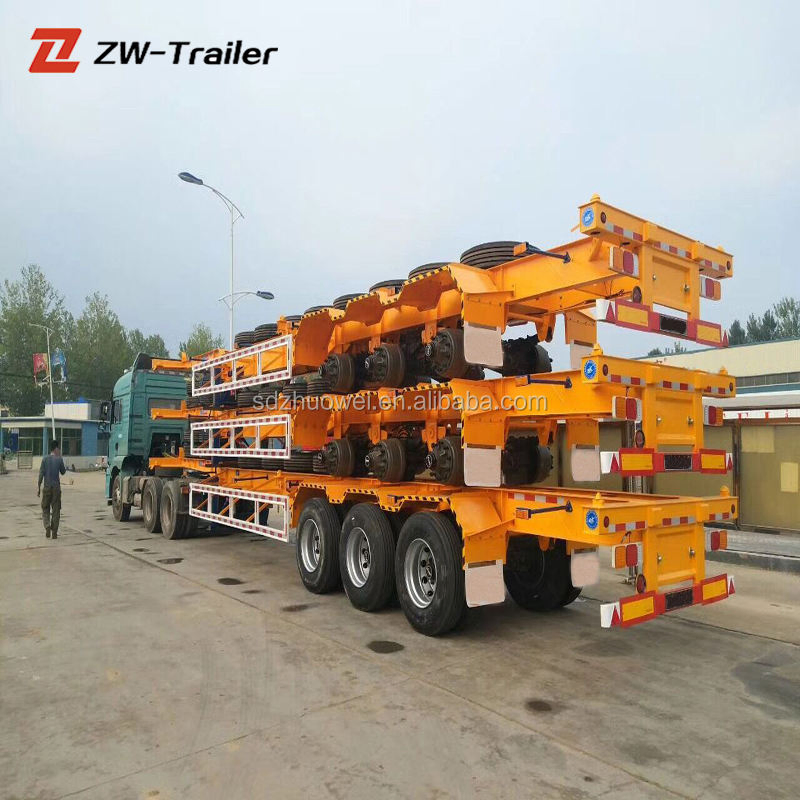 Zw Group 3 Axle 20FT 40FT Skeletal Container Chassis Skeleton Semi Trailer for Dominica