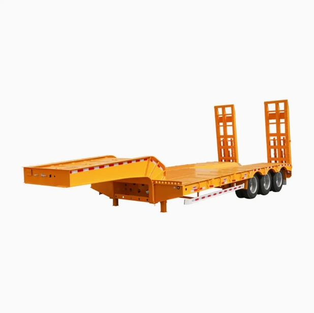 Heavy Duty 4 Axles 100 Ton Capacity Lowboy Trailer with Hydraulic Suspension for Oil Rig Equipment Hauling Customizable Lowbed Semitrailer