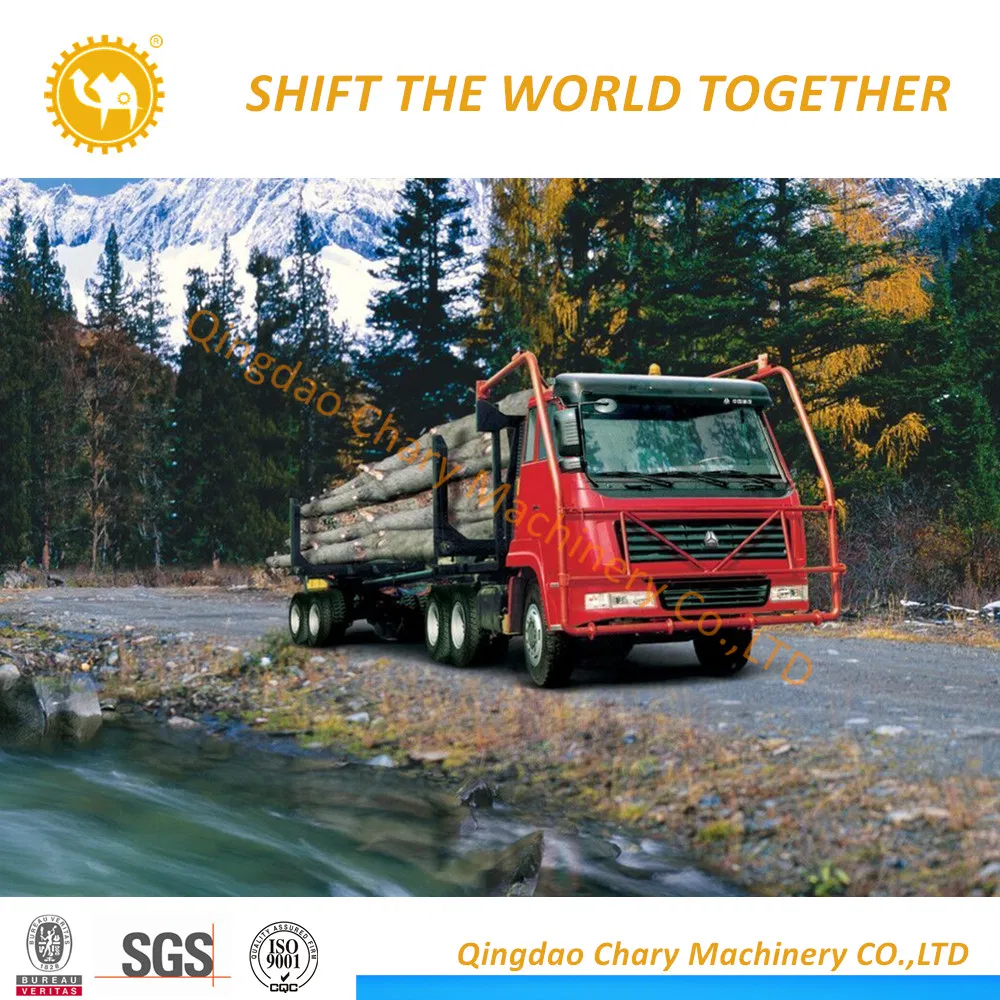 Timber Transport Wagon Wood Lumber Log Loading Flatbed Semi Trailer with Steel Pipes