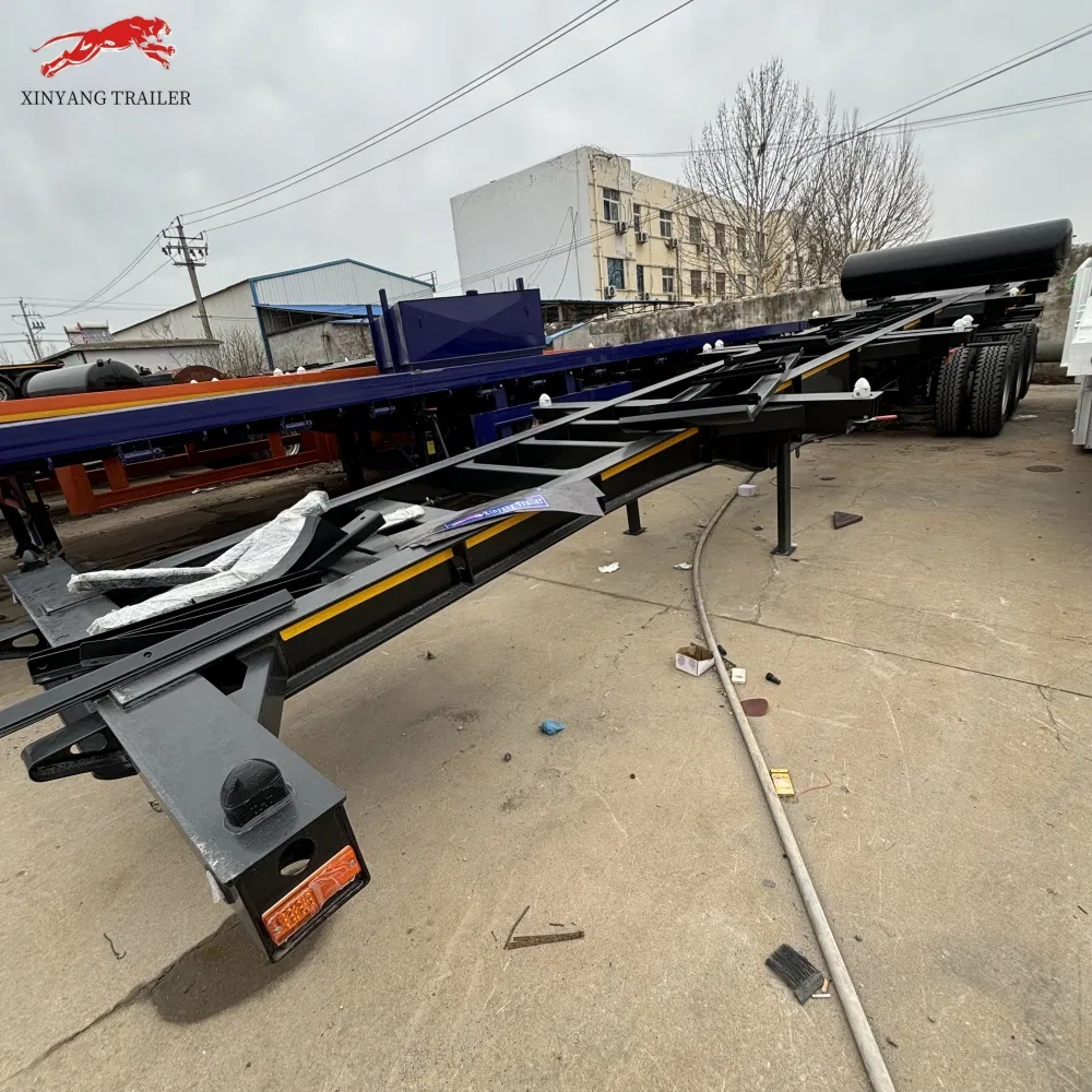High Quality 3 Axle, 60 Ton Black Skeleton Semi Trailer.