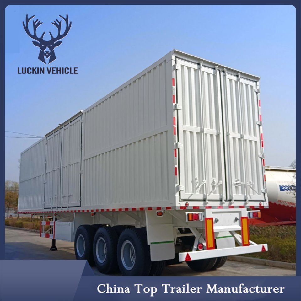 China Low Price Side Curtain Trailer Best Selling 3 Axle Enclosed Cargo Dry Box Van Semi Trailer 12m Long 12 Wheels Cargo Transportation