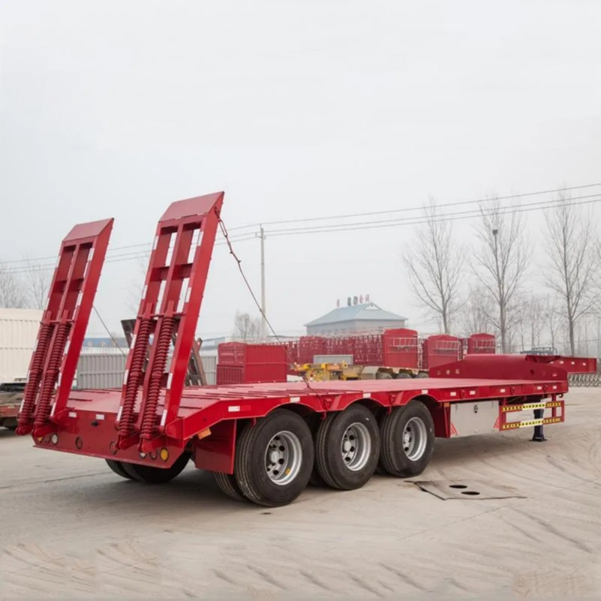 Gooseneck Flat Truck Goldhofer Lowboy Low Bed Trailer Shipping Container 100 Ton Lowbed Log Semi Trailer
