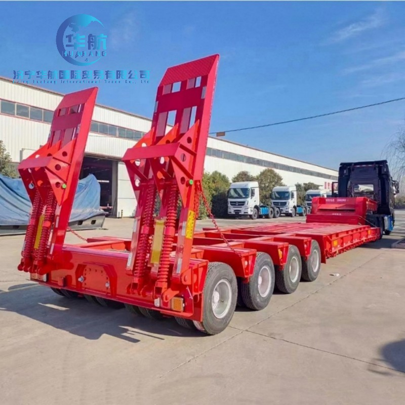 Gooseneck Heavy Duty Trailer Extendable 4 5 Axle Lowbed Long Heavy Duty Steel Low Bed Semi Trailer for Trailer Transport