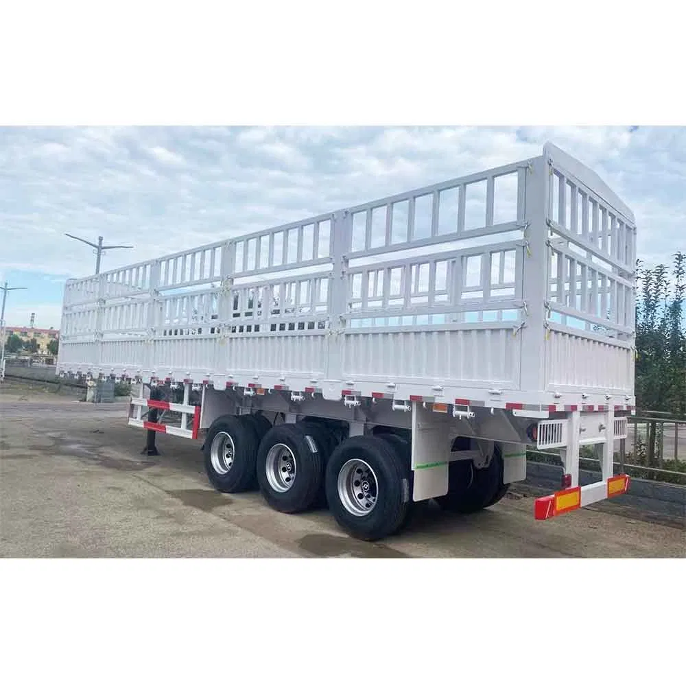 3 4 Axle 30 50 60ton Livestock Stake Heavy Duty Bulk Transport Semi Truck Fence Cargo Semi Trailer