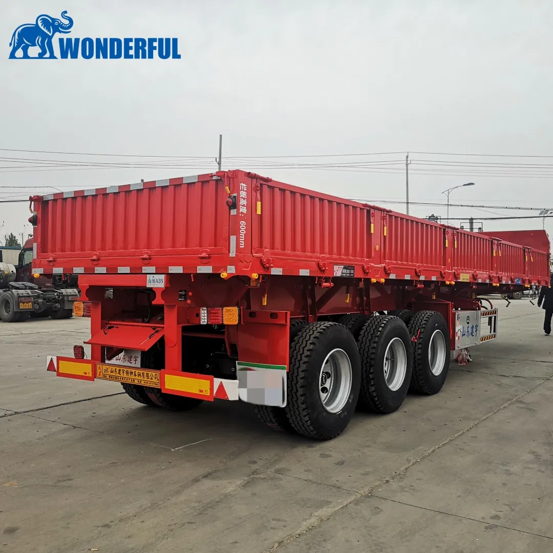 Multi Axles Dropside Double Fence Tri-Axle 34 Ton Fifth Wheel Specs Semi Remorques Pickup Operation Dump Cargo Transport Truck High Drop Side Tipper Trailer