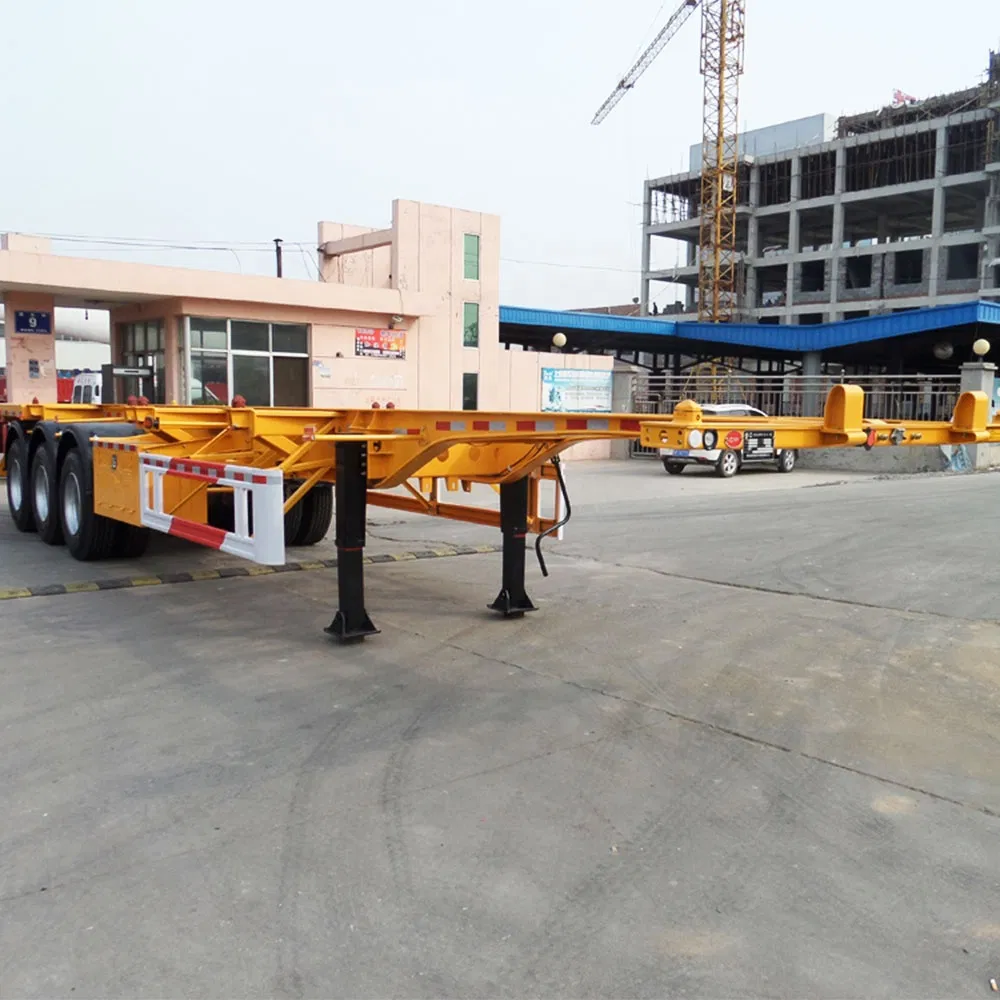 Heavy-Duty Low Bed Skeletal Container Carrier Semi Trailer