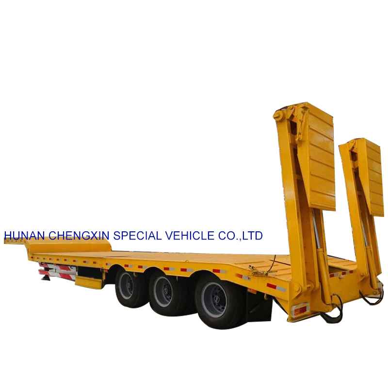 Double Drop Lowboy Low Bed Transport Large Machine Semi Trailer for Sale
