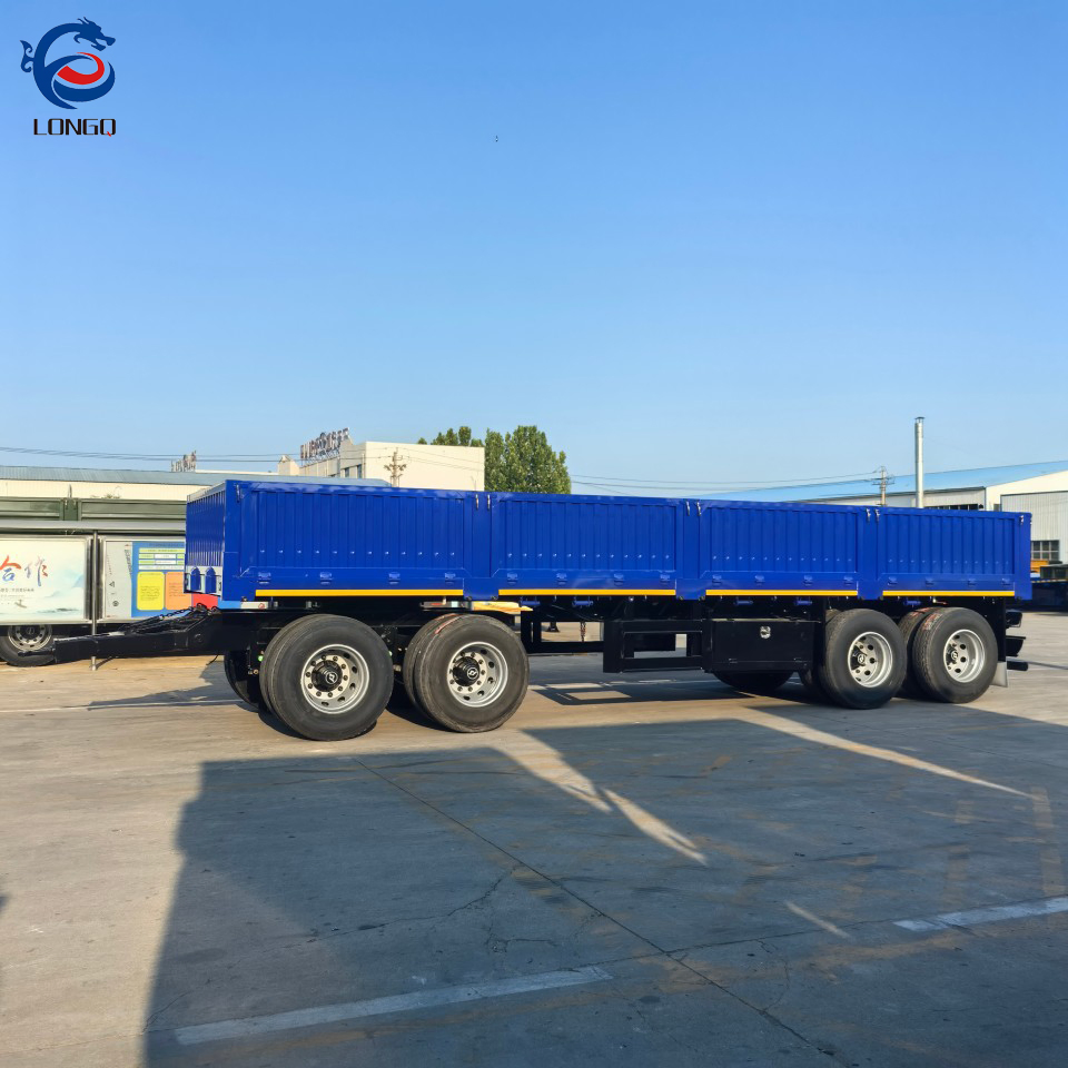 2/ 3/4 Axles Hydraulic Flatbed Drawbar Side Wall Fence Cargo Full Trailer