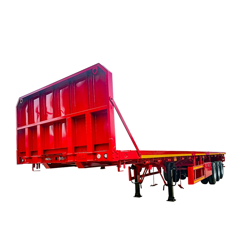3 Axles Extendable Flatbed Semi Trailer with Liftable Front Axle &amp; Twist Locks for 20FT 40FT Containers Flatbed Truck Trailer