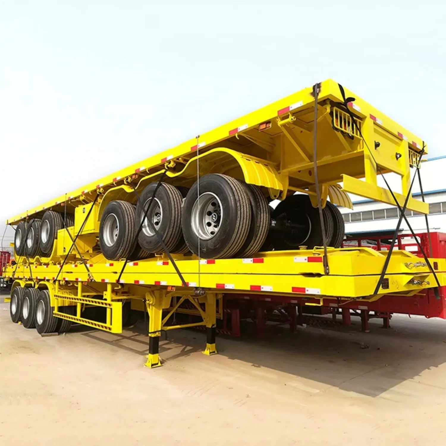 2025 New Design Discount 3 Axles Flatbed Semi Trailer with Bolster and Front Headboard