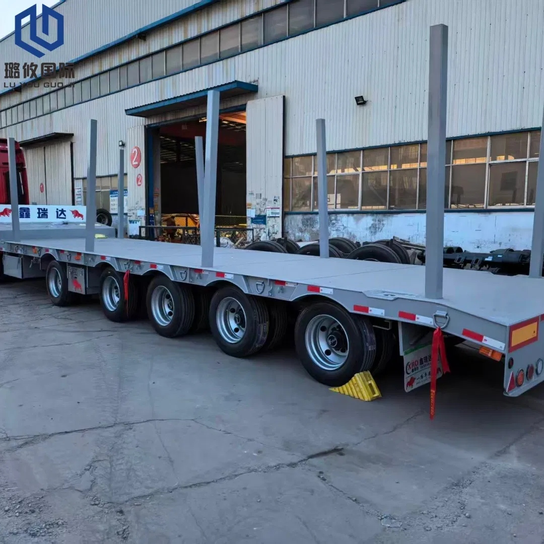8 Axle Extendable Hydraulic Air Suspension Heavy Equipment Low Bed Semi Trailer for Construction Machinery Transport