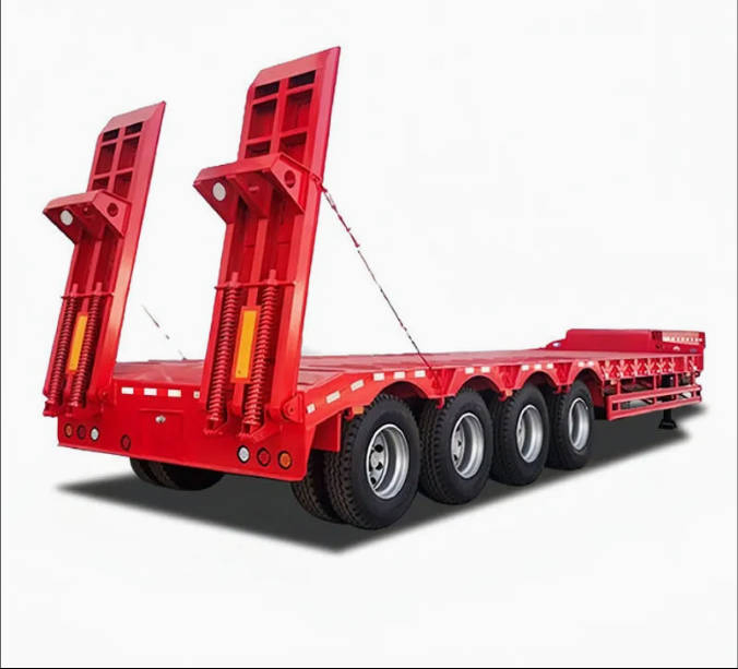 60-80ton Flatbed Trailer Truck Trailer Lowbed Semi Trailer Hydraulic Modular Trailer Lowboy 3/4/5axles Heavy Duty Dolly Semi Trailer