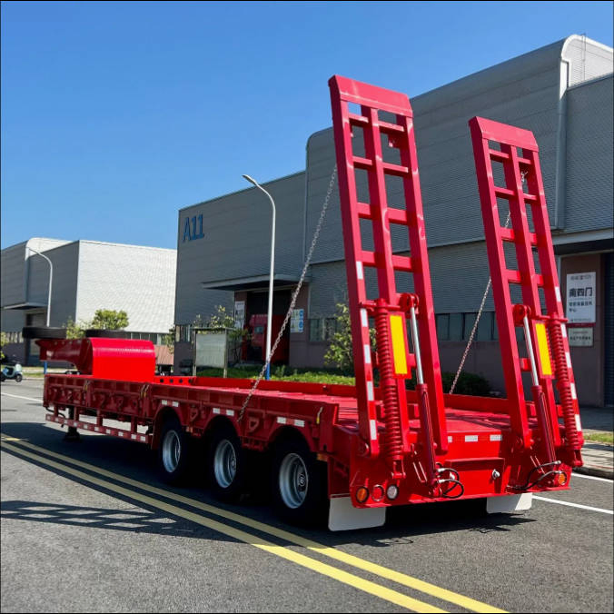 60-80ton Flatbed Trailer Truck Trailer Lowbed Semi Trailer Hydraulic Modular Trailer Lowboy 3/4/5axles Heavy Duty Dolly Semi Trailer