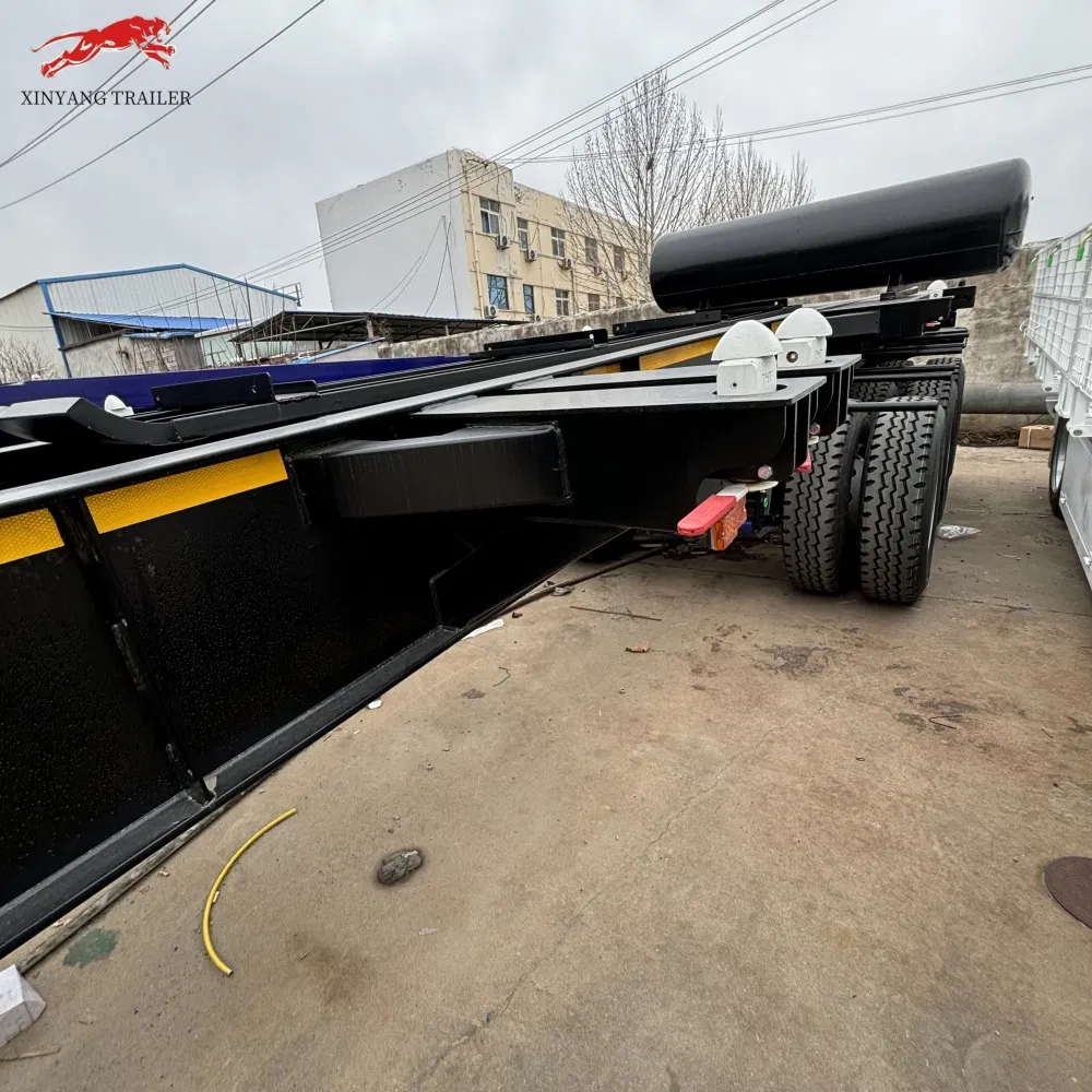 High Quality 3 Axle, 60 Ton Black Skeleton Semi Trailer.