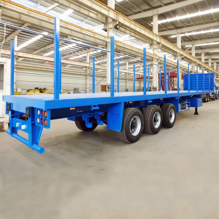 3 Axle Flatbed Chassis Transporting Economic Timber Log Wood Timber Steel Logging Semi Trailer