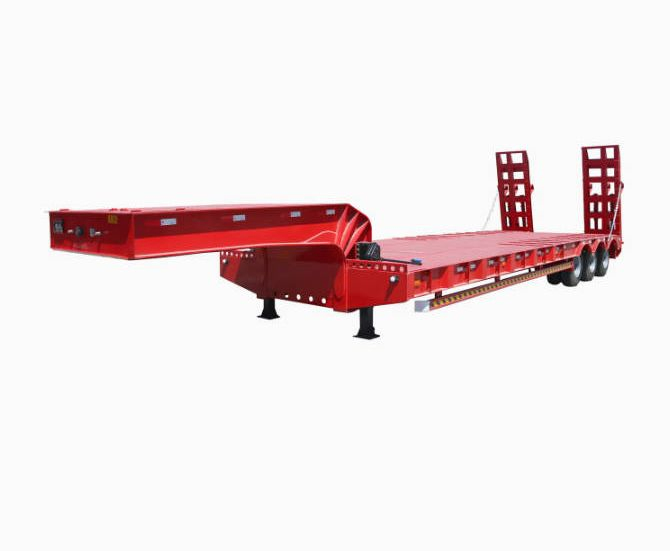 Good Quality 3/4/5 Axle 40/60/80ton Heavy Duty Gooseneck Hydraulic Ramp Low Loader/Lowbed/ Lowboy Low Bed Trailer Truck Semi Trailers for Excavator Transport