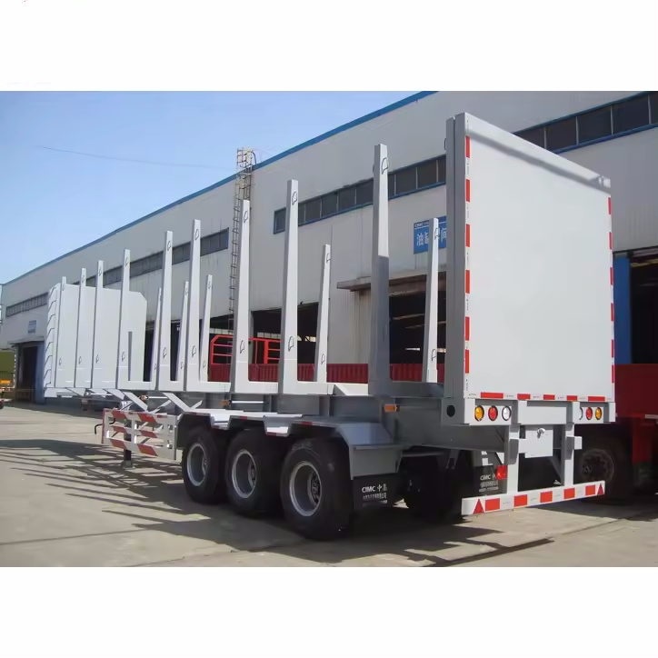 3 Axle Flatbed Chassis Transporting Economic Timber Log Wood Timber Steel Logging Semi Trailer