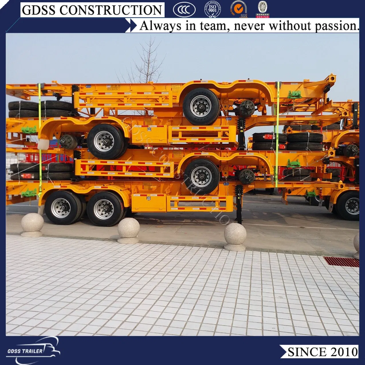 Three Fuwa Axles Container Chassis Frame 40FT Semi Trailer