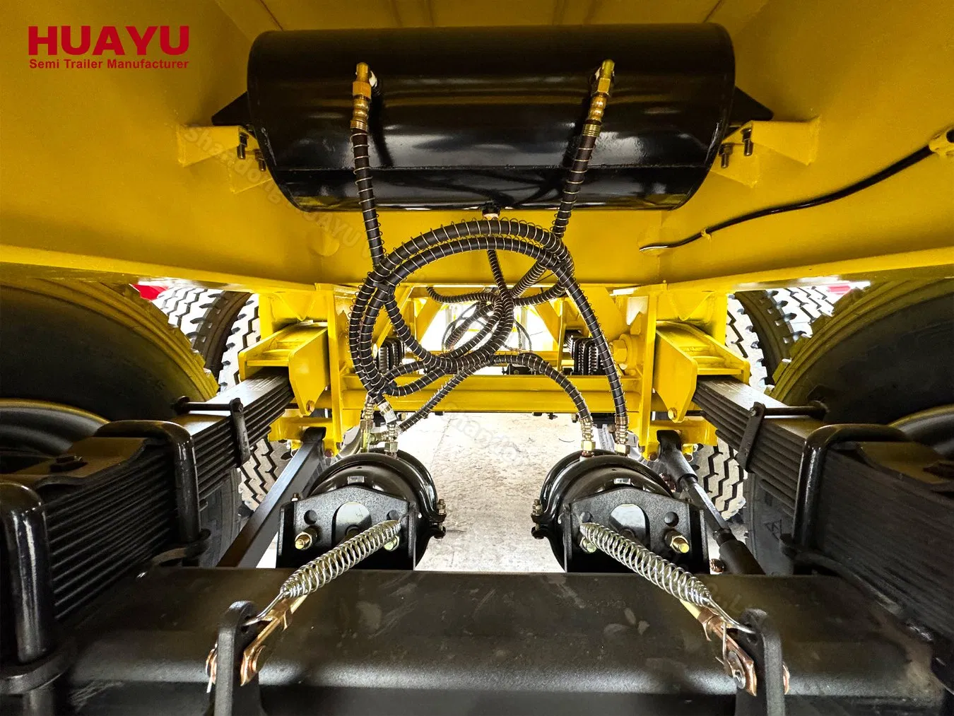 Yellow Flatbed Semi-Trailer for Logging Operations 3-Axle Heavy Duty Build