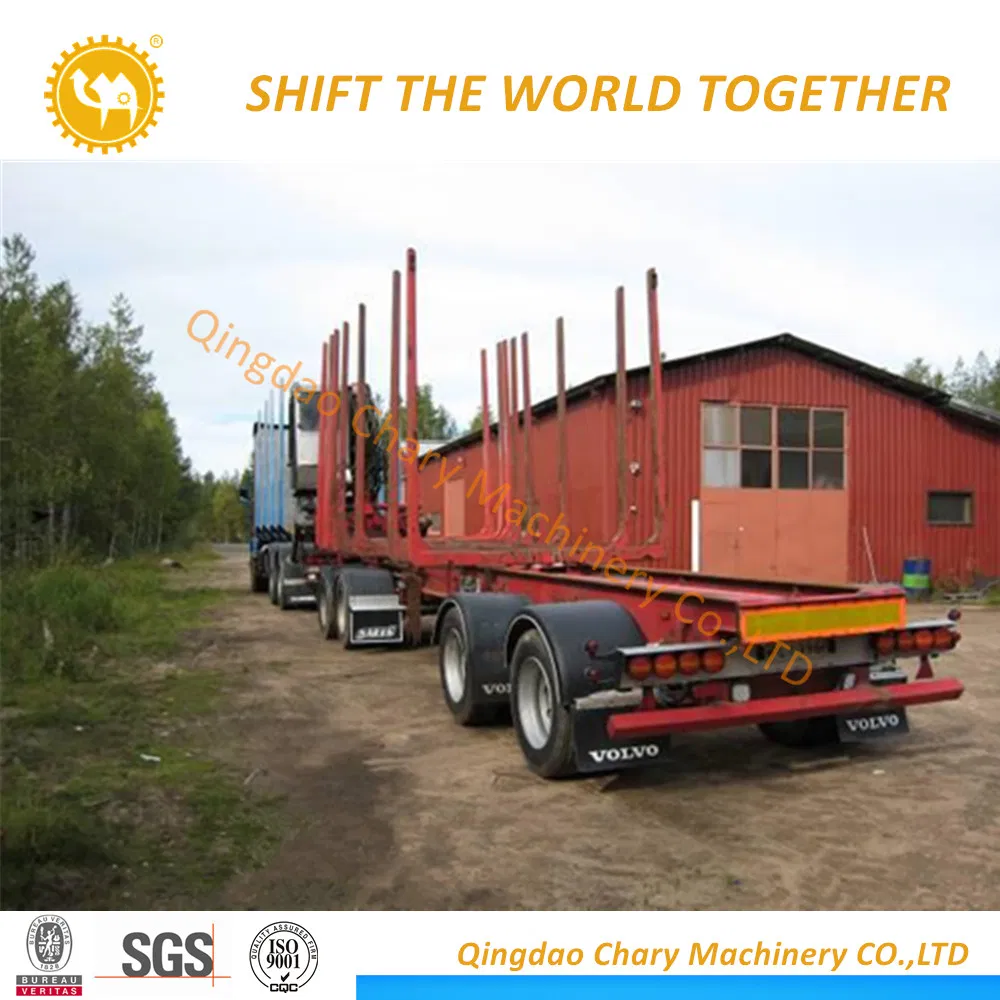 Timber Transport Wagon Wood Lumber Log Loading Flatbed Semi Trailer with Steel Pipes