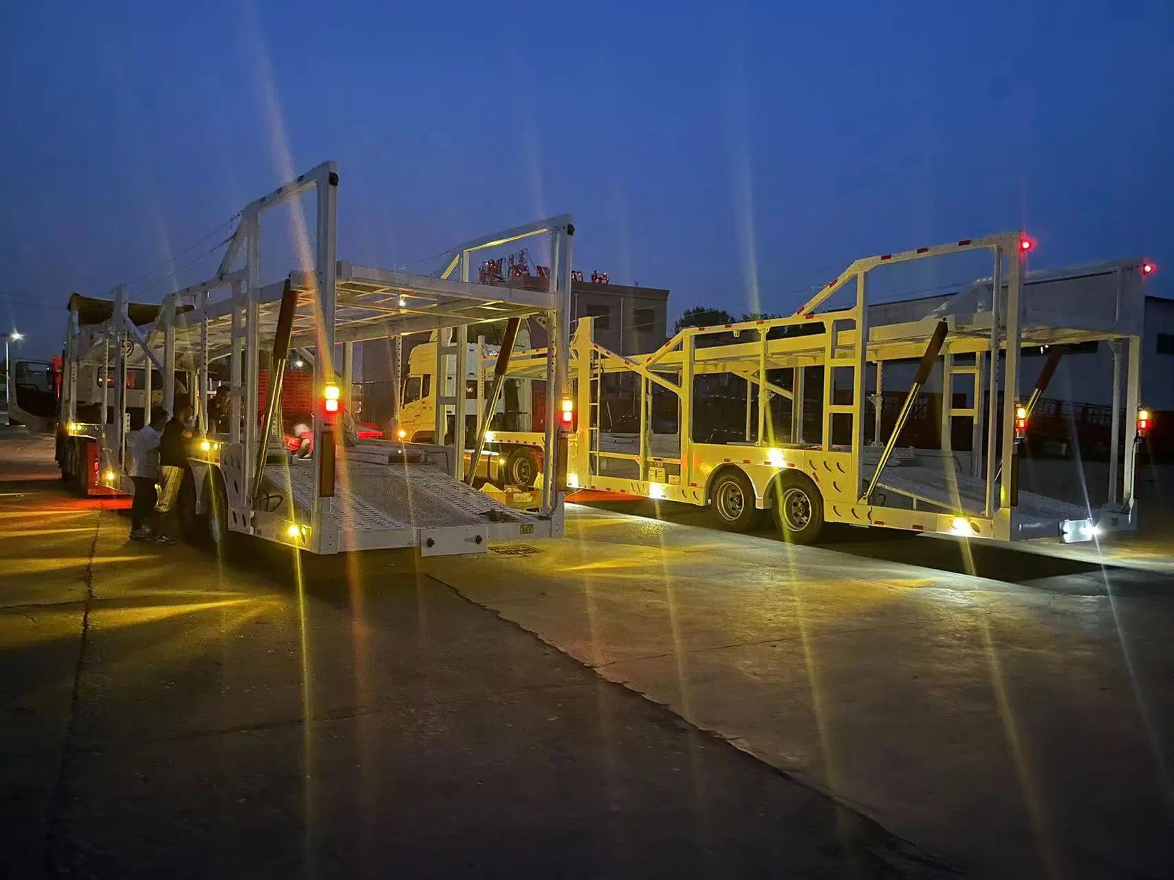 Hot Sale in Russia 1.2 Meter Saddle Tractor Skeletal Double Deck 2 Axle Car Carrier and Transport Semi Hauler Trailer